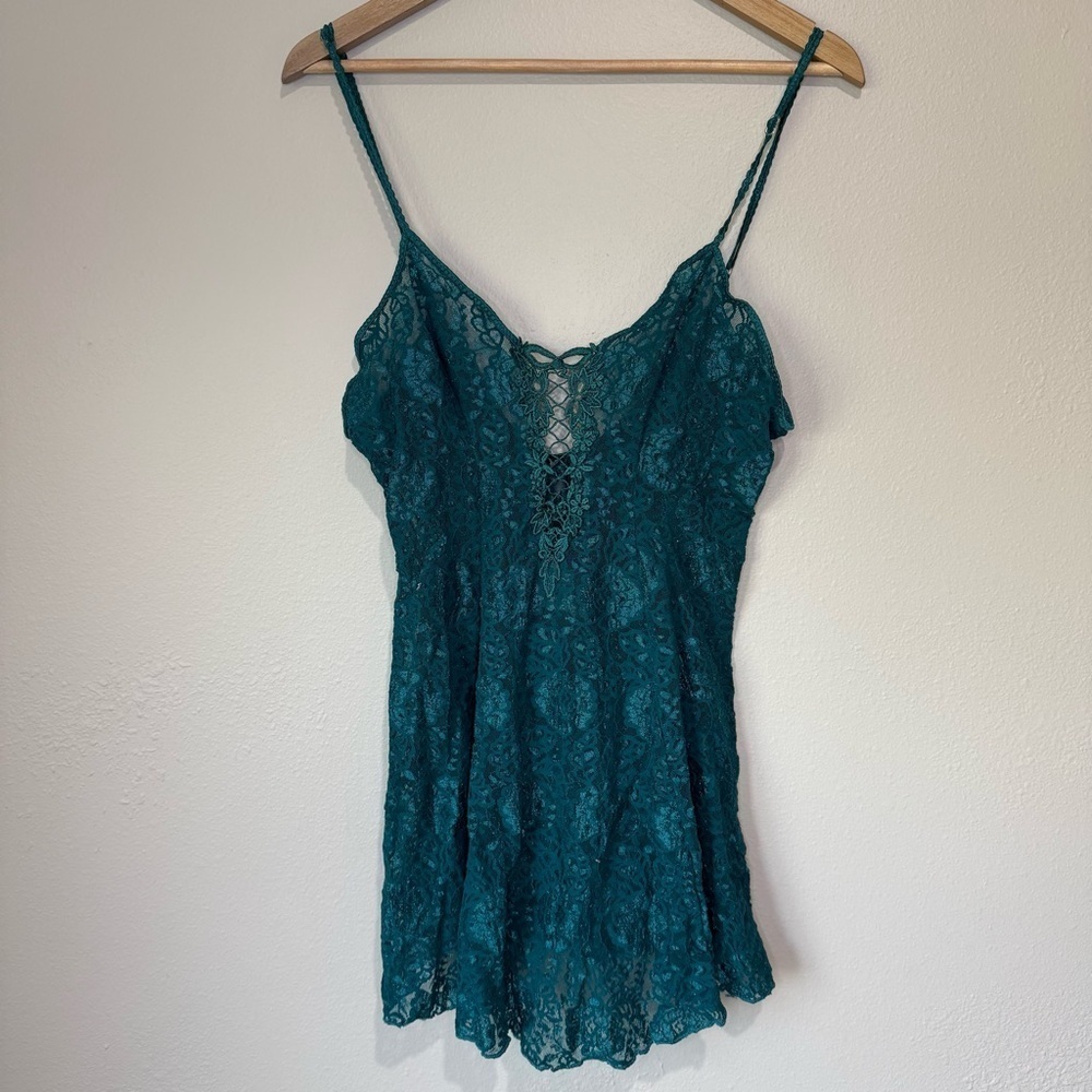 Vintage Sostanza Teal Lace Babydoll Lingerie – Size Small - Picture 1 of 6